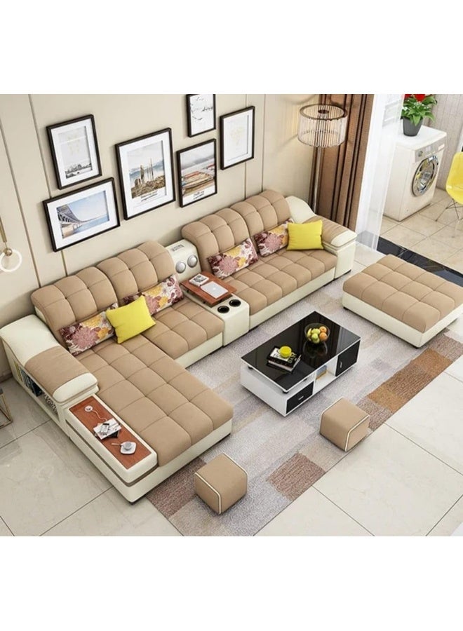 L-Shaped Modern Sectional Sofa Set - Black and White Center Table Not Included - Image 3