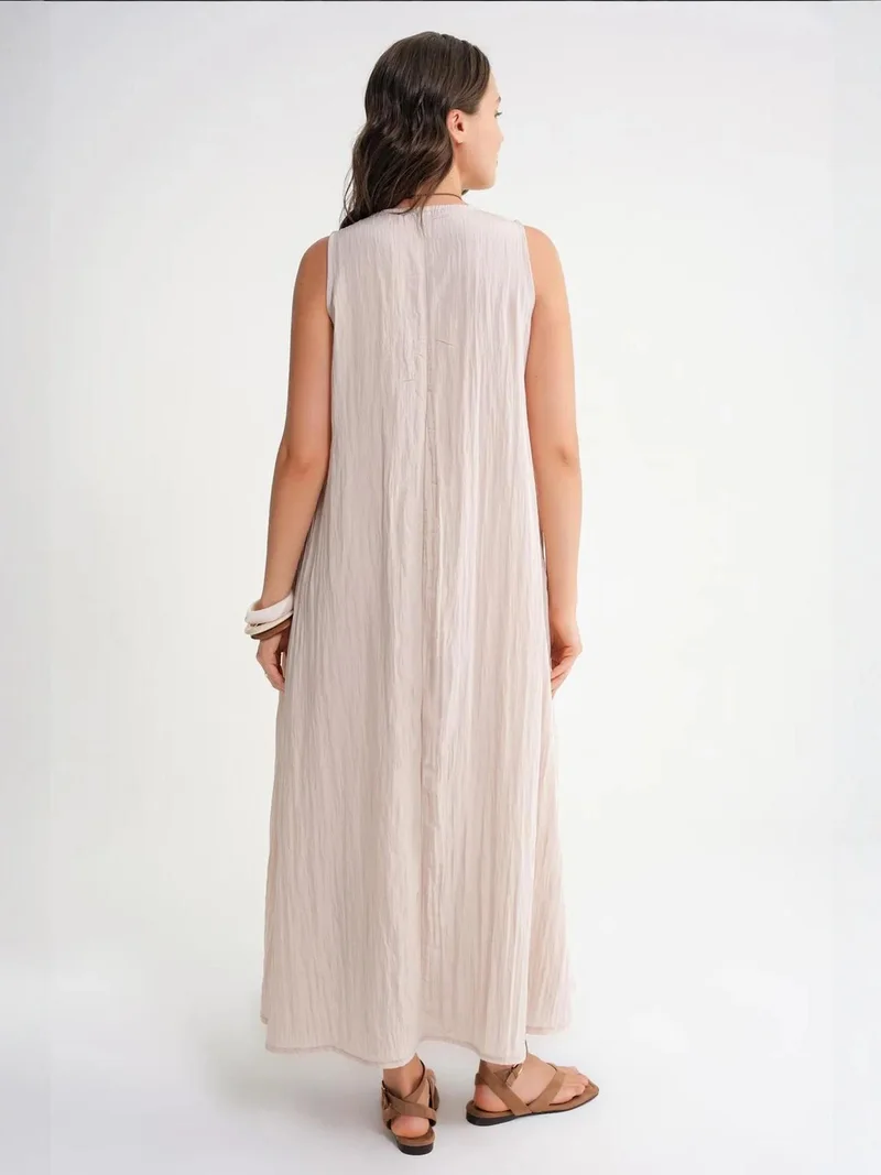 Mixray Stone Natural Mixray V-Neck Maxi Dress for Women | Best Price UAE