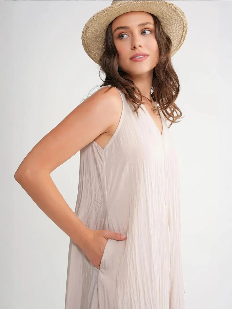 Mixray Stone Natural Mixray V-Neck Maxi Dress for Women | Best Price UAE