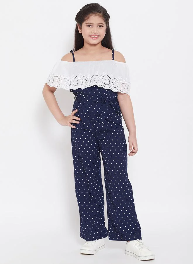 ستايلو بج Polka Dot Print Shoulder Straps Casual Jumpsuit by Styli