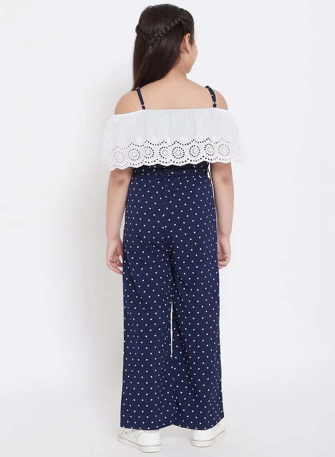 ستايلو بج Polka Dot Print Shoulder Straps Casual Jumpsuit by Styli