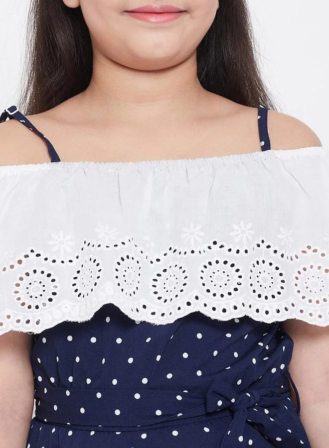 ستايلو بج Polka Dot Print Shoulder Straps Casual Jumpsuit by Styli