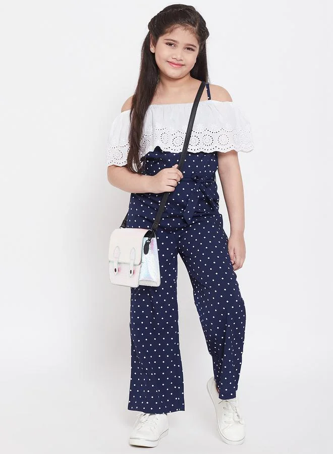ستايلو بج Polka Dot Print Shoulder Straps Casual Jumpsuit by Styli