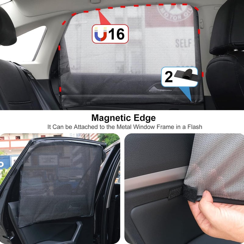 MAKINGTEC Car Side Window Sun Shades, Baby Window Shades Protection from Sun Heat and UV Window Mesh Screen for Privacy Blackout, Breastfeeding (Back Seat, 2 Pack) - Image 5