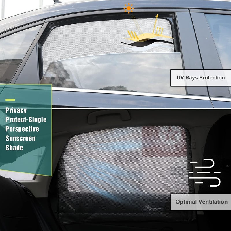 MAKINGTEC Car Side Window Sun Shades, Baby Window Shades Protection from Sun Heat and UV Window Mesh Screen for Privacy Blackout, Breastfeeding (Back Seat, 2 Pack) - Image 3