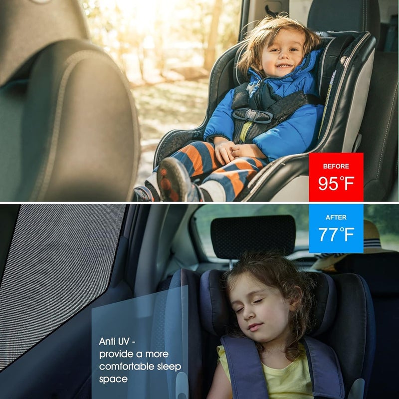 MAKINGTEC Car Side Window Sun Shades, Baby Window Shades Protection from Sun Heat and UV Window Mesh Screen for Privacy Blackout, Breastfeeding (Back Seat, 2 Pack) - Image 2