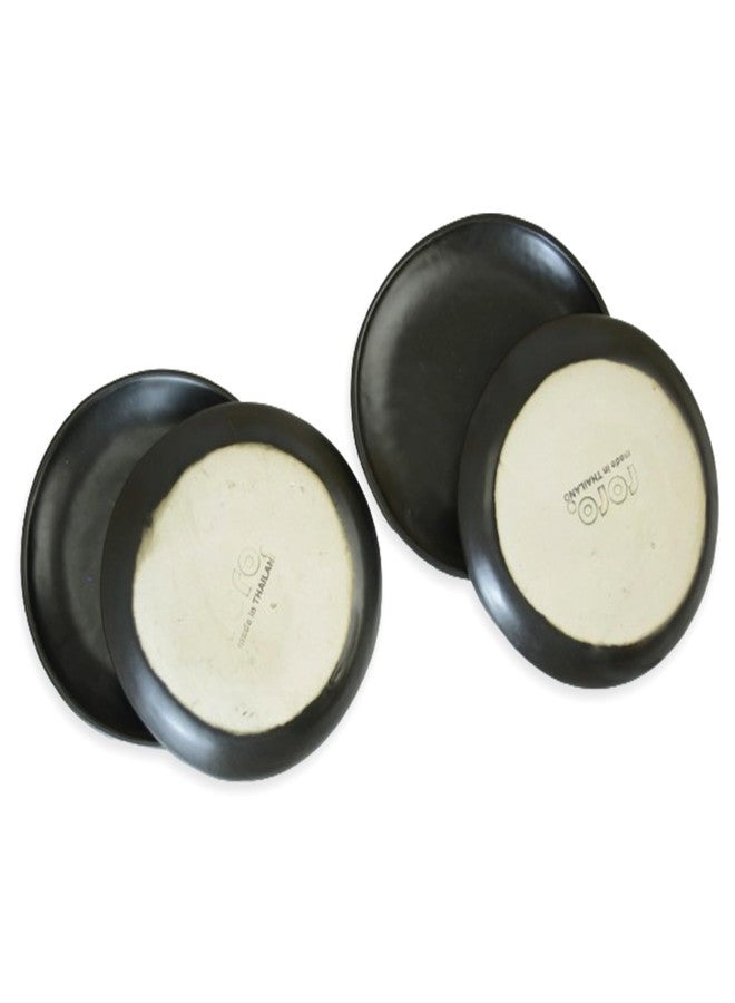 roro Handmade 5-Inch Semi-Matte Black Ceramic Canapé Plates, Set of 4 – Rustic Small Serving Plates for Appetizers, Desserts & Decorative Use – Microwave, Oven & Dishwasher Safe - Image 4