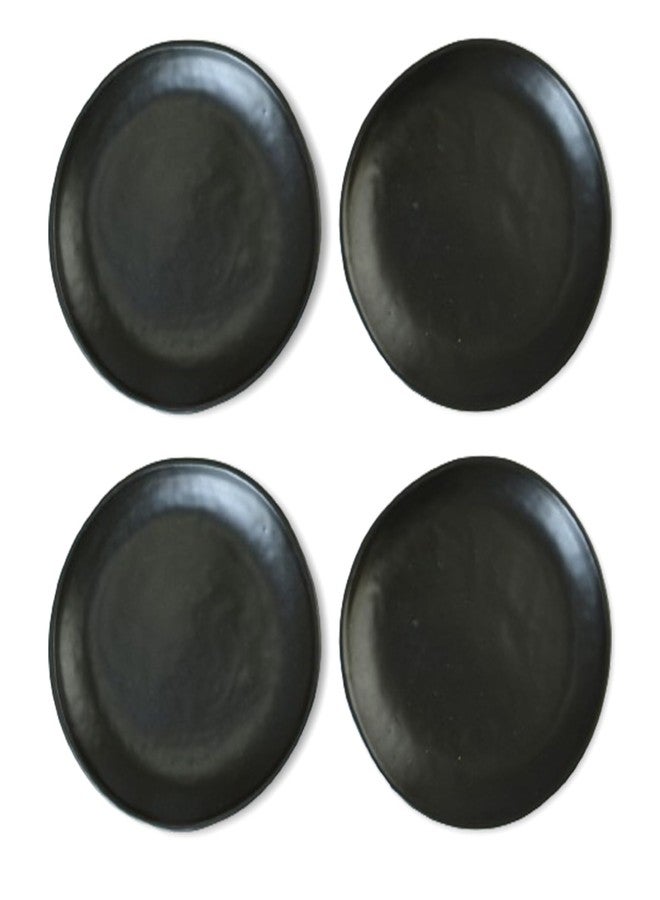 roro Handmade 5-Inch Semi-Matte Black Ceramic Canapé Plates, Set of 4 – Rustic Small Serving Plates for Appetizers, Desserts & Decorative Use – Microwave, Oven & Dishwasher Safe - Image 2