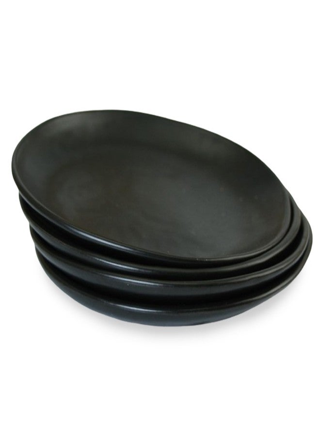 roro Handmade 5-Inch Semi-Matte Black Ceramic Canapé Plates, Set of 4 – Rustic Small Serving Plates for Appetizers, Desserts & Decorative Use – Microwave, Oven & Dishwasher Safe - Image 3