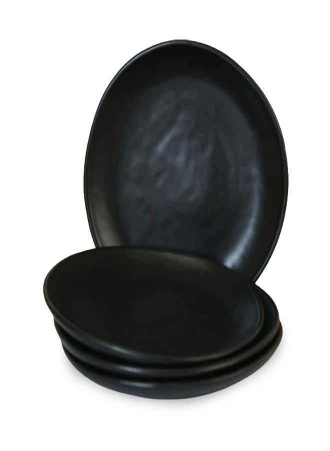 roro Handmade 5-Inch Semi-Matte Black Ceramic Canapé Plates, Set of 4 – Rustic Small Serving Plates for Appetizers, Desserts & Decorative Use – Microwave, Oven & Dishwasher Safe - Image 5