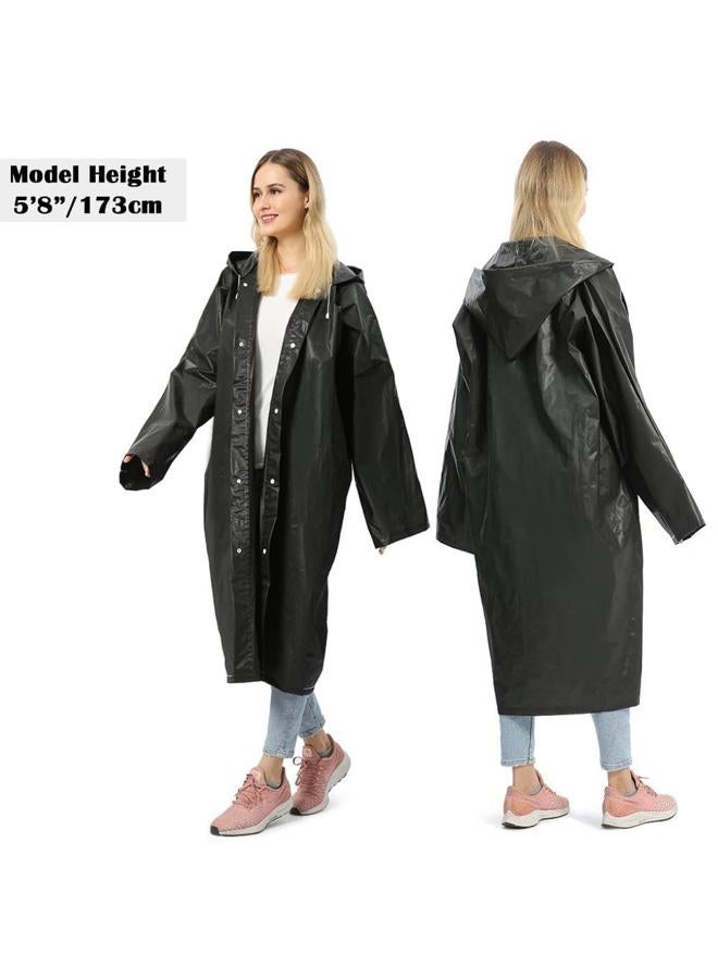 Opret 2 Pack Portable EVA Raincoats for Adults, Reusable Rain Ponchos with Hoods and Sleeves Lightweight, Perfect for Outdoor Activities, Black - Image 5