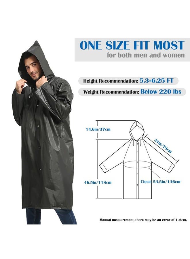 Opret 2 Pack Portable EVA Raincoats for Adults, Reusable Rain Ponchos with Hoods and Sleeves Lightweight, Perfect for Outdoor Activities, Black - Image 2