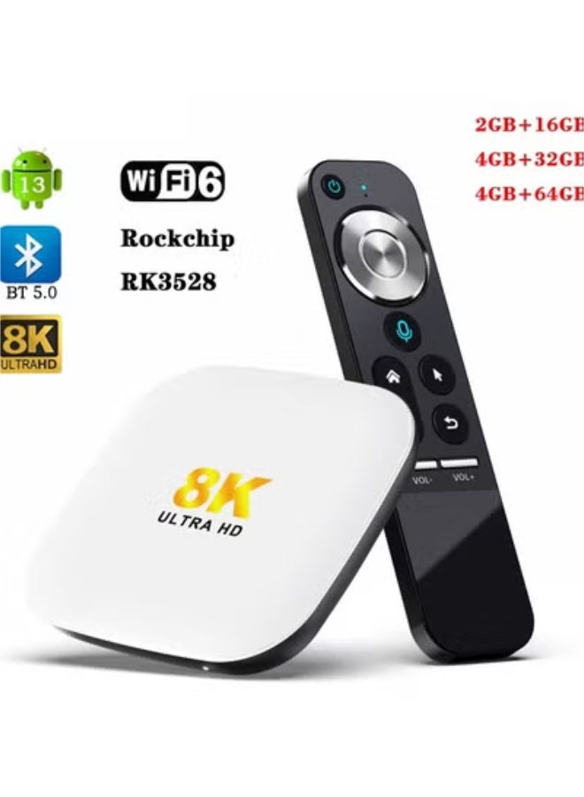 اتش 96 ماكس جهاز تلفزيون ذكي H96 MAX M2 - ثماني النواة RK3528، دقة 8K فائقة الوضوح، واي فاي 6، بلوتوث 5.0، جهاز تحكم عن بعد صوتي، خيارات تخزين متعددة (2GB+16GB / 4GB+32GB / 4GB+64GB) - Image 1
