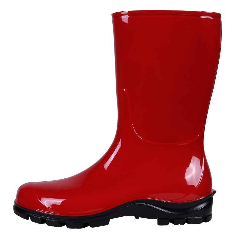 Asgard Women's Mid Calf Rain Boots Short Rubber Boots Waterproof Garden Shoes for Ladies Red 39 (8.5) - Image 4