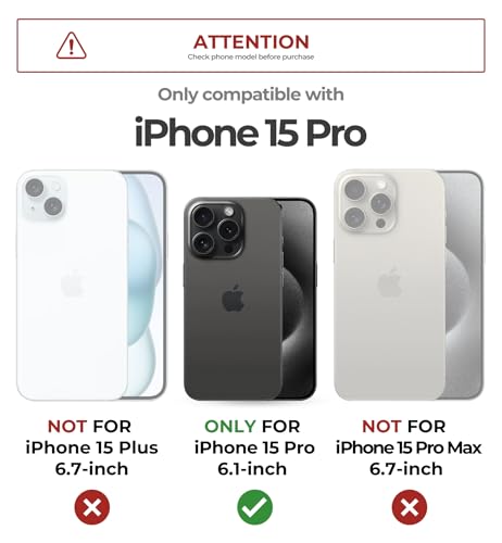 Dexnor for iPhone 15 Pro Case with Slide Camera Cover Adjustable Kickstand Builtin Screen Protector Magnetic Rugged Shockproof Bumper Cases HeavyDuty Magnetic Protective CoverMaroon Red - Image 3
