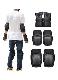 Generic 3-in-1 Protective Gear Set for Youth/Adult - Knee Pads, Elbow Pads & Wrist Guards for Skateboarding, Rollerblading, Snowboarding, Cycling - Black, Size M, 6pcs  - Image 1
