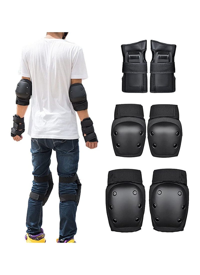 Generic 3-in-1 Protective Gear Set for Youth/Adult - Knee Pads, Elbow Pads & Wrist Guards for Skateboarding, Rollerblading, Snowboarding, Cycling - Black, Size M, 6pcs  - Image 1