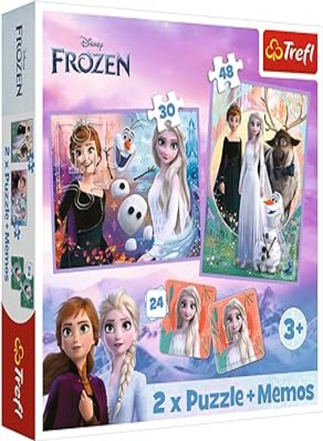 Trefl Puzzles - "2in1+memos" - Princesses in their land/Disney Frozen 2 93335