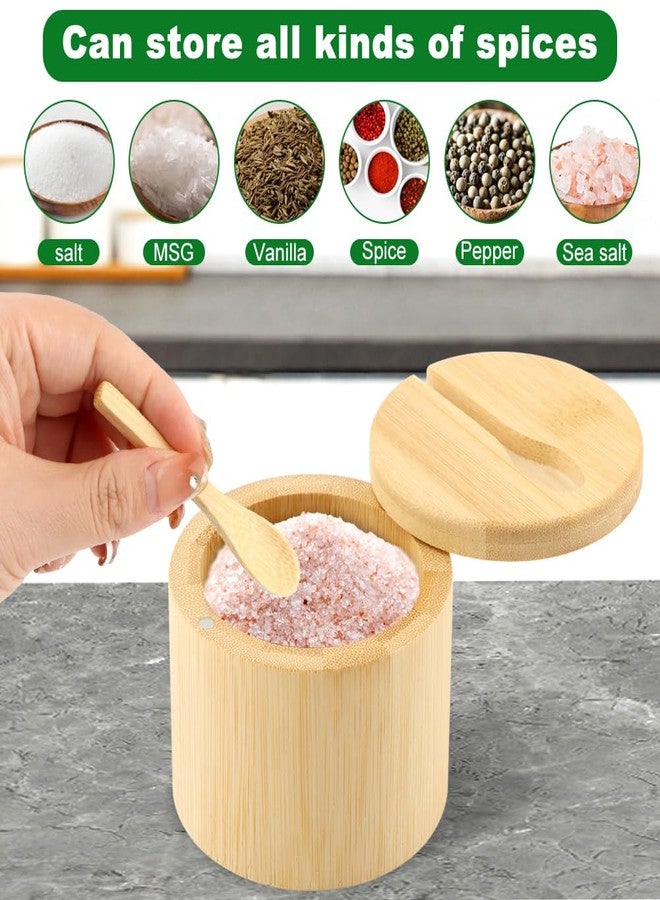 Loyanger Bamboo Salt Cellar with Magnetic Swivel Lid & Spoon, 2Pcs Spice Box Bowl Storage Box Salt Container to Storage Pepper, Table Salt, Gourmet Salts, Spice, Sugar(SIZE:6 oz) - Image 5