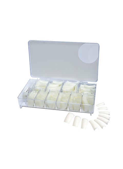 False Nail Natural Fake Tips Box of 10 Sizes 500 Peices With Glue BNNT500