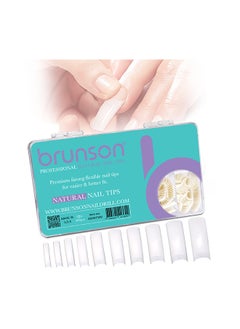 brunson False Nail Natural Fake Tips Box of 10 Sizes 500 Peices With Glue BNNT500  - Image 4
