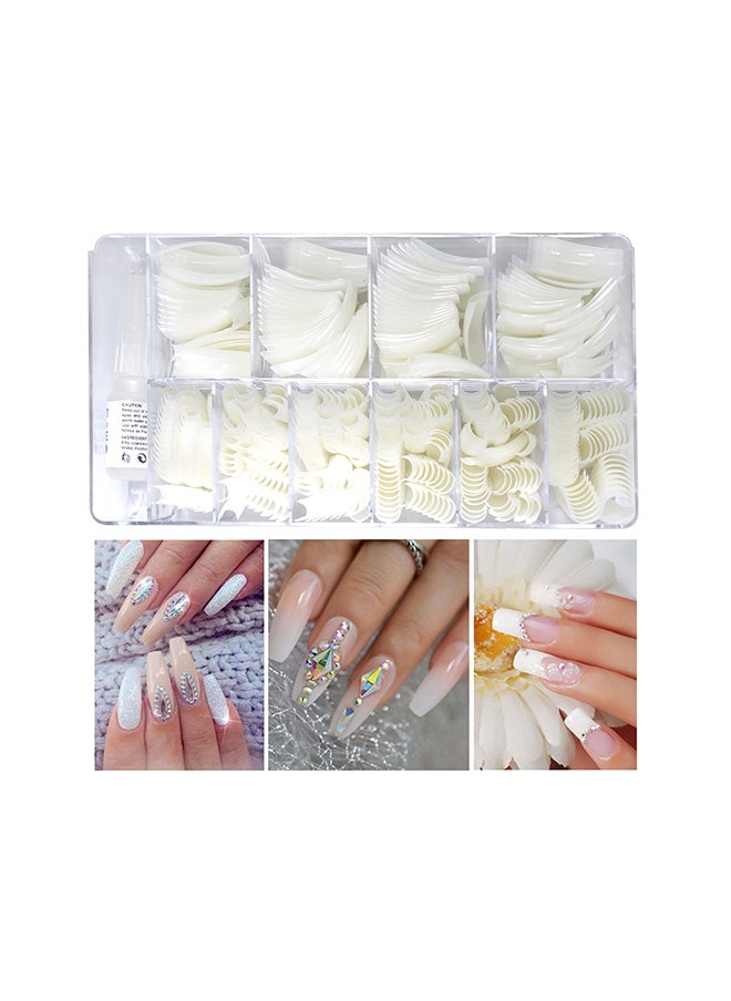 brunson - False Nail Natural Fake Tips Box of 10 Sizes 500 Peices With Glue BNNT500 - Image 1