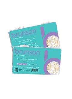 brunson False Nail Natural Fake Tips Box of 10 Sizes 500 Peices With Glue BNNT500  - Image 2