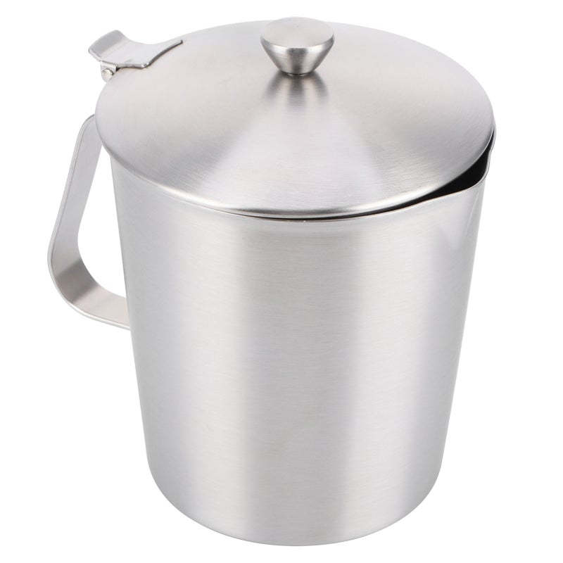 Coffee Latte Cup Thicken 304 Stainless Steel Measuring cup Milk Frothing Jug with Scale Cover1000ml with Cover - Image 1