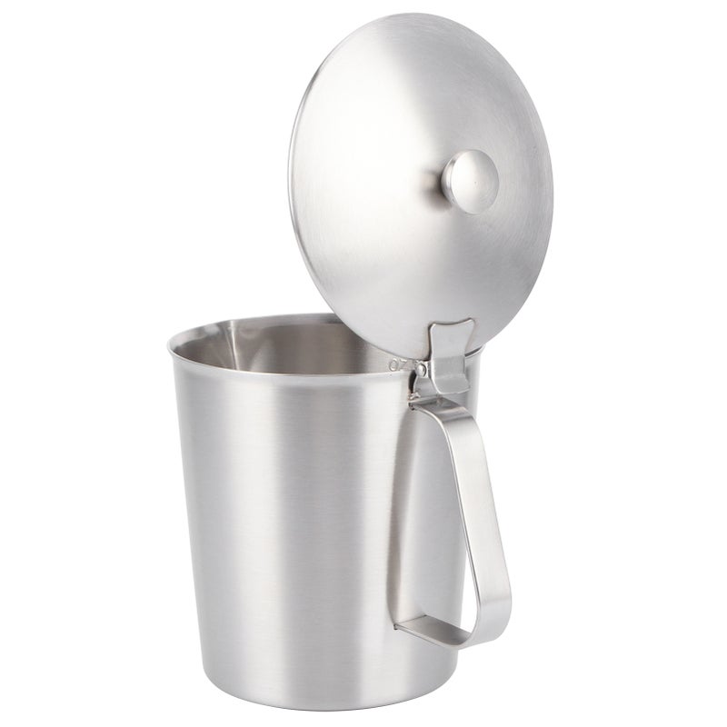 Coffee Latte Cup Thicken 304 Stainless Steel Measuring cup Milk Frothing Jug with Scale Cover1000ml with Cover - Image 3