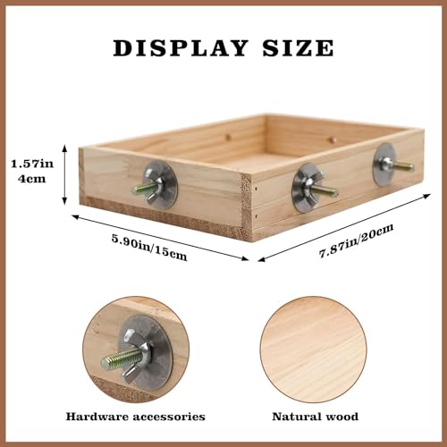 BIRDSHALA Bird Parrot Wooden Feeder, Natural Wooden Parrot Bird Perch Stand, Birds Food Dish, Bird Cage Food Standing Feeding Perch Bowl Toy for Small Animal Parrot, Rat, Parakeet, Budgies, Love Birds - Image 5