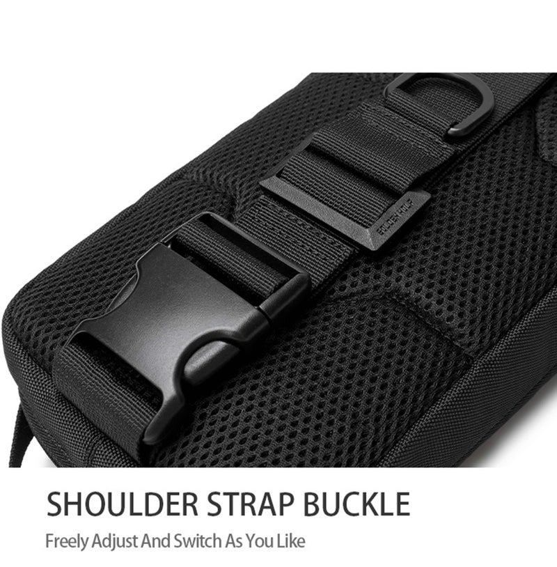 ARCTIC HUNTER Golden Wolf Crossbody Bag Water Resistant Shock Proof Business Travel Chest Bag with Built in Headphone Jack for Men Women, GXB00131, Black - Image 4