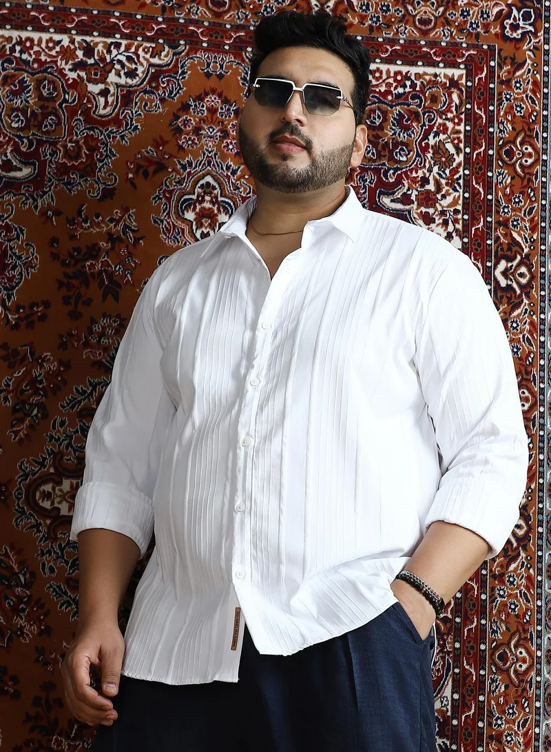 انستافاب بلس قميص رجالي بياقة واسعة وأكمام طويلة بأزرار مقاس بلس