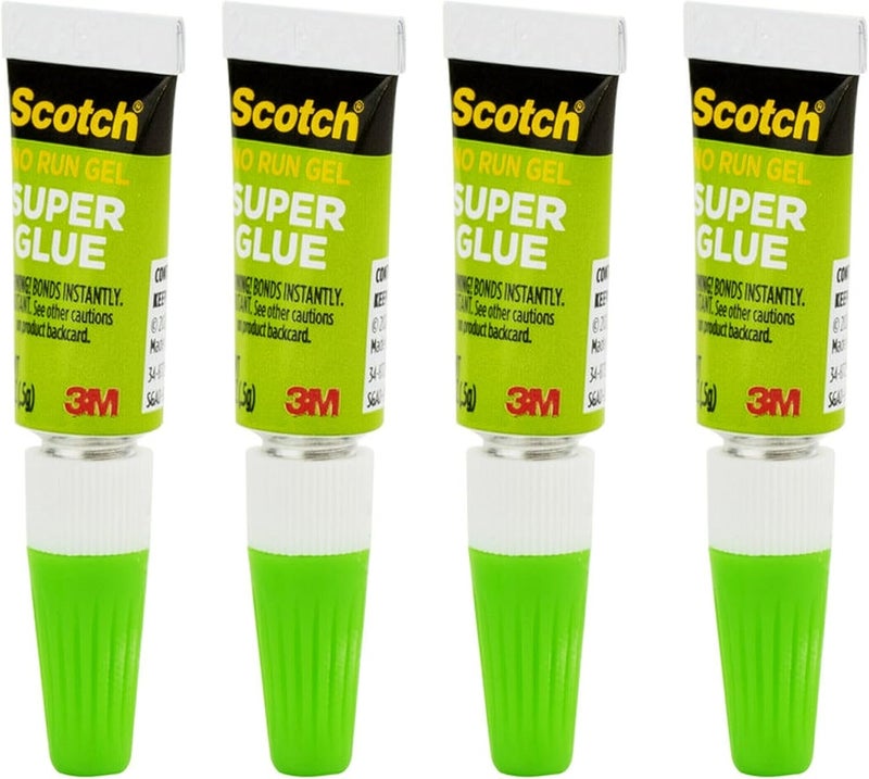 Scotch Super Glue Gel 0.017 oz (0.48gr.) per Tube Clear color, 4 tubes/pack - Image 5