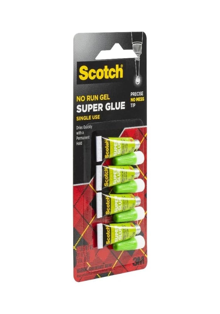Scotch Super Glue Gel 0.017 oz (0.48gr.) per Tube Clear color, 4 tubes/pack - Image 4