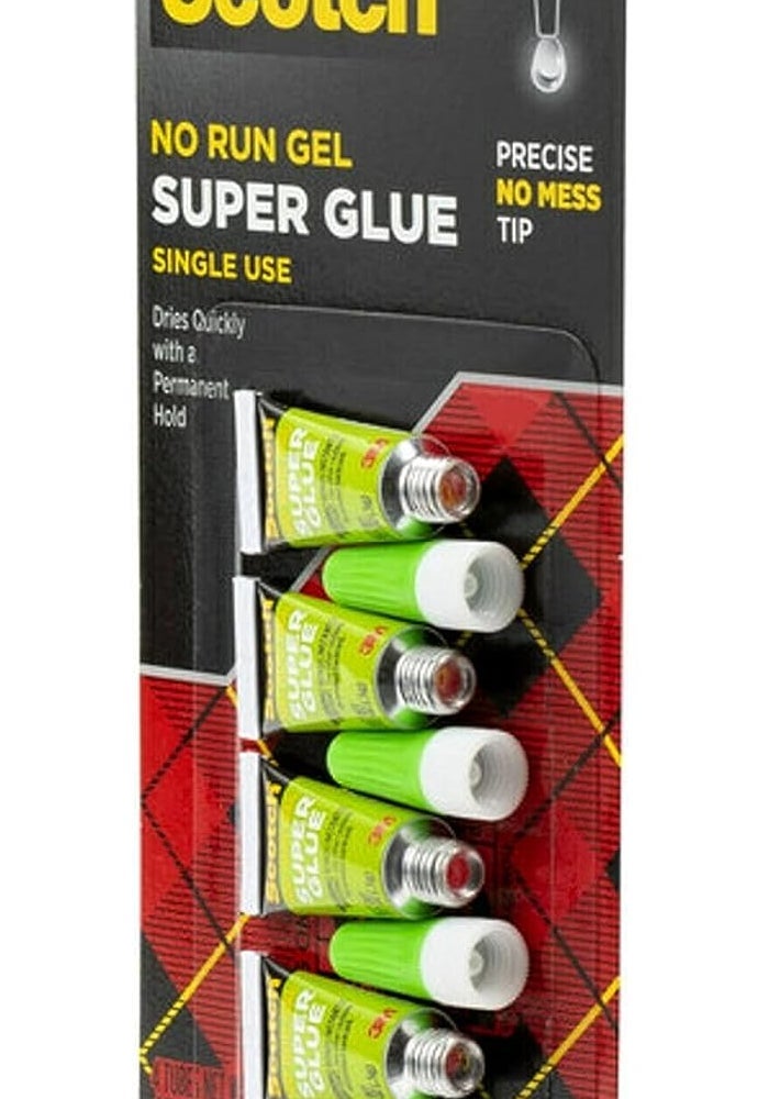 Scotch Super Glue Gel 0.017 oz (0.48gr.) per Tube Clear color, 4 tubes/pack - Image 3