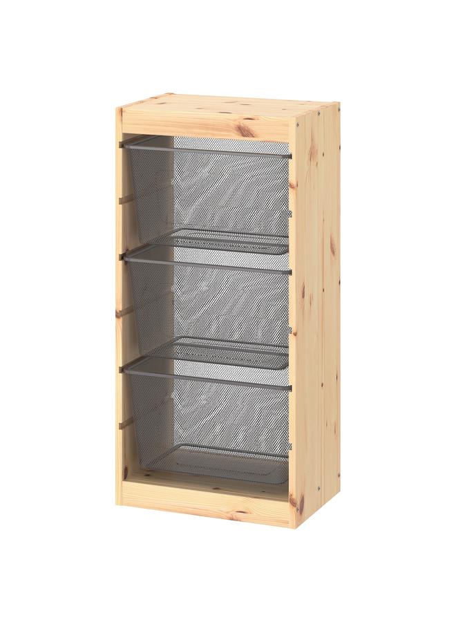 Zaboon Storage combination, light white stained pine/dark grey, 44x30x91 cm - Image 1