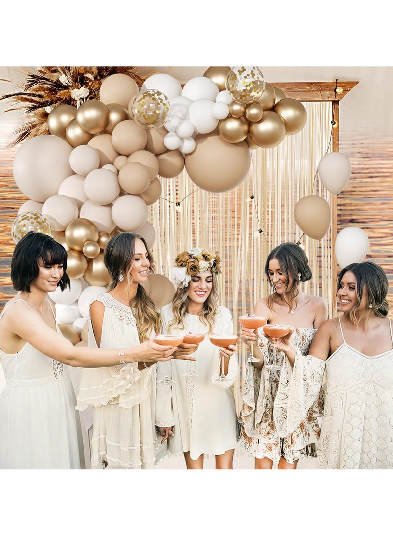 الرمال البيضاء المعادن الشمبانيا بالون الذهب اكليلا من الزهور مجموعة القوس ، 152 بالونات بيضاء اللون العاري ، مع بالونات شفافة ، عيد ميلاد بوهيميا عرس الطفل دش العروس دش الذكرى الاشتباك الديكور - Image 3