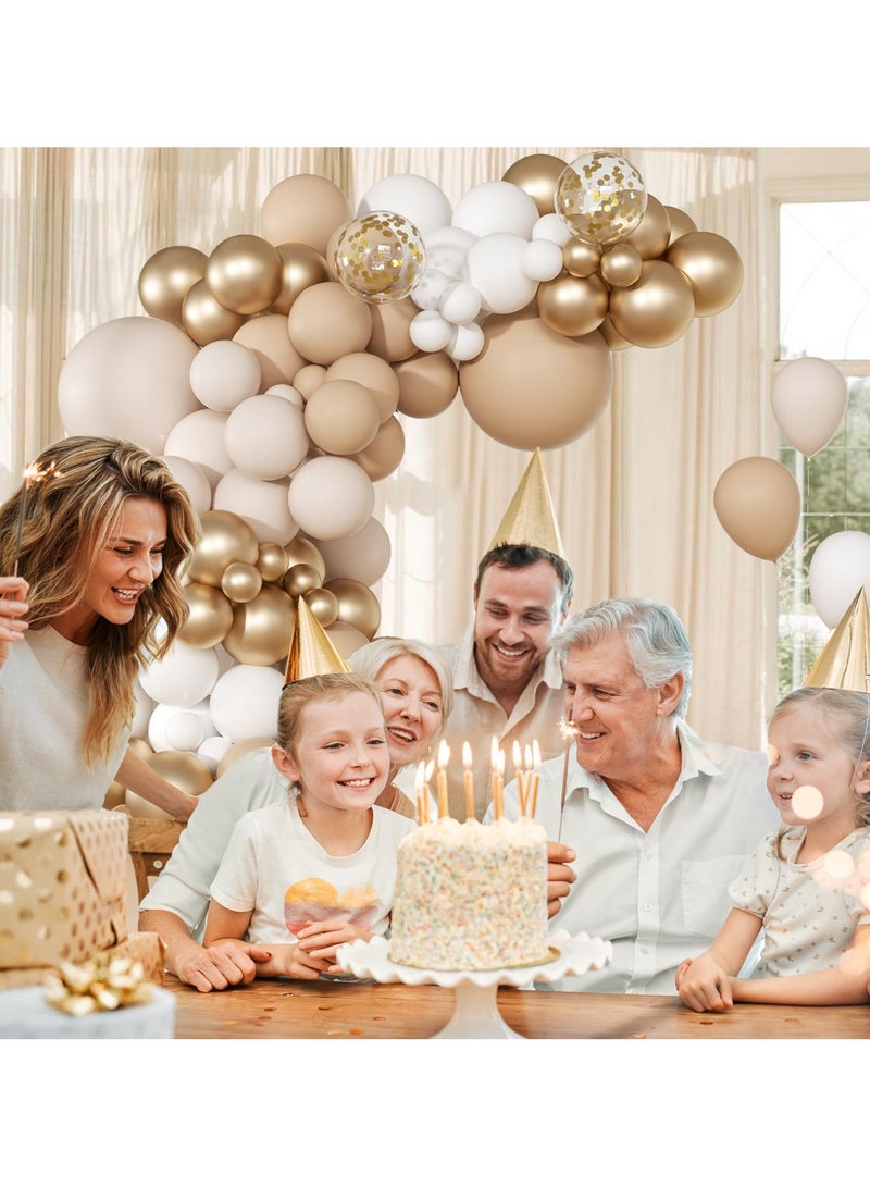 الرمال البيضاء المعادن الشمبانيا بالون الذهب اكليلا من الزهور مجموعة القوس ، 152 بالونات بيضاء اللون العاري ، مع بالونات شفافة ، عيد ميلاد بوهيميا عرس الطفل دش العروس دش الذكرى الاشتباك الديكور - Image 4