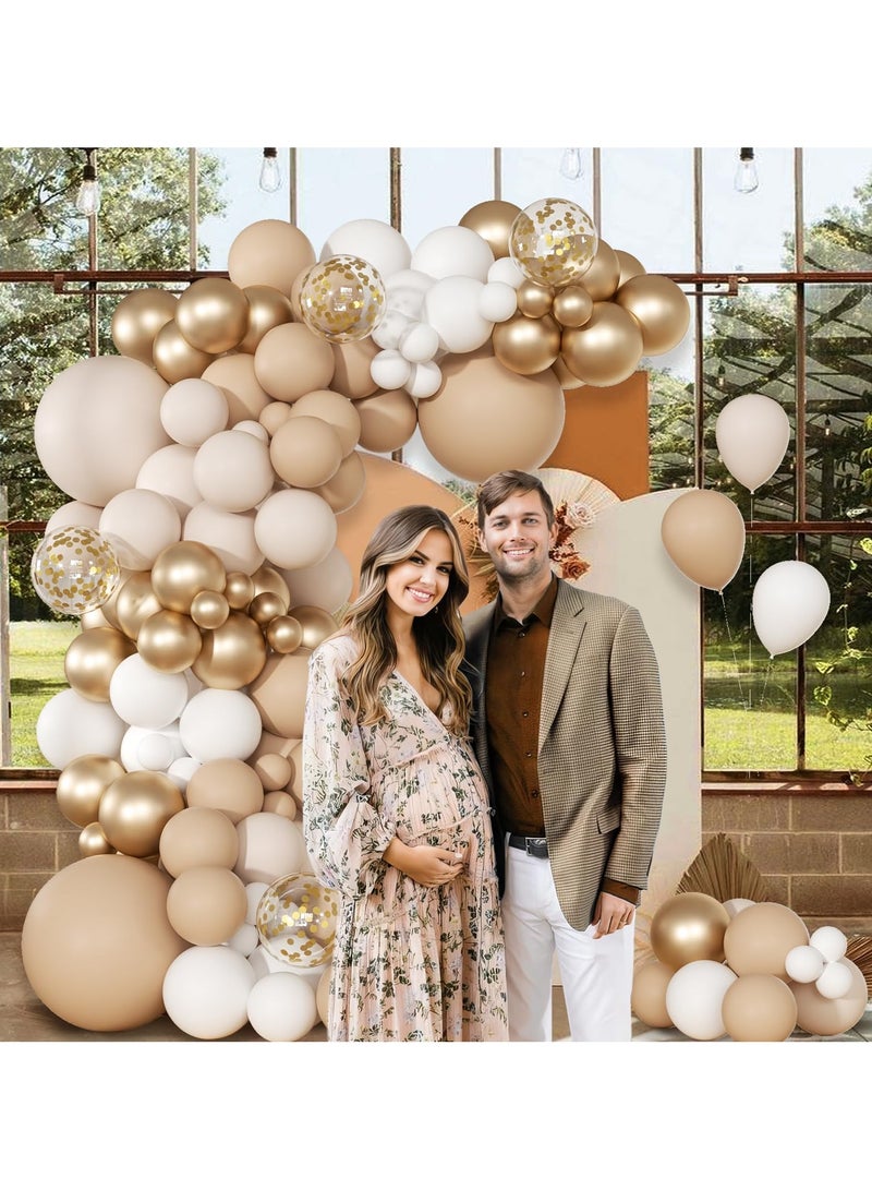 الرمال البيضاء المعادن الشمبانيا بالون الذهب اكليلا من الزهور مجموعة القوس ، 152 بالونات بيضاء اللون العاري ، مع بالونات شفافة ، عيد ميلاد بوهيميا عرس الطفل دش العروس دش الذكرى الاشتباك الديكور - Image 2