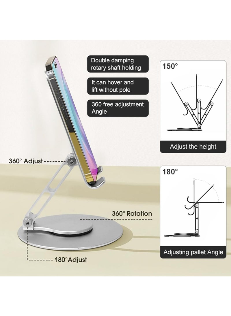 TIGER Cell Phone Stand,Adjustable Angle Height and 360 °Rotation Phone Stand for Desk,Fully Foldable/Portable Phone Holder,Aluminum Metal Cell Phone Holder for iPhone，iPad，All Smartphones - Image 3