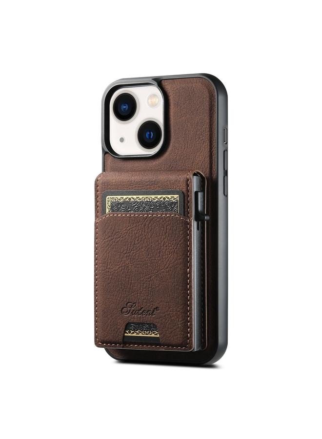 Suteni Case For iPhone 14 H19 Litchi Grain 2-in-1 MagSafe Removable Card Box Back Phone Case - Image 1