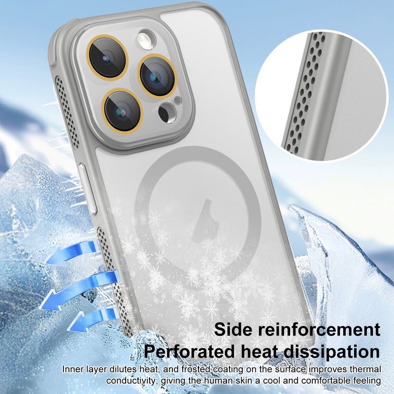 HuHa Protective Cover For iPhone 13 Hardware Side Cooling Skin Feel Frosted MagSafe Magnetic Phone Case with Lens Film(Pink) - Image 3
