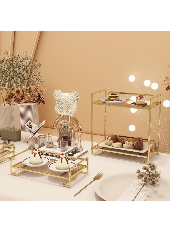2-Tier Bathroom Countertop Organizer – Gold Acrylic & Metal Vanity Tray for Skincare, Perfumes, Cosmetics & Kitchen Storage – Waterproof Display Rack  - Image 5