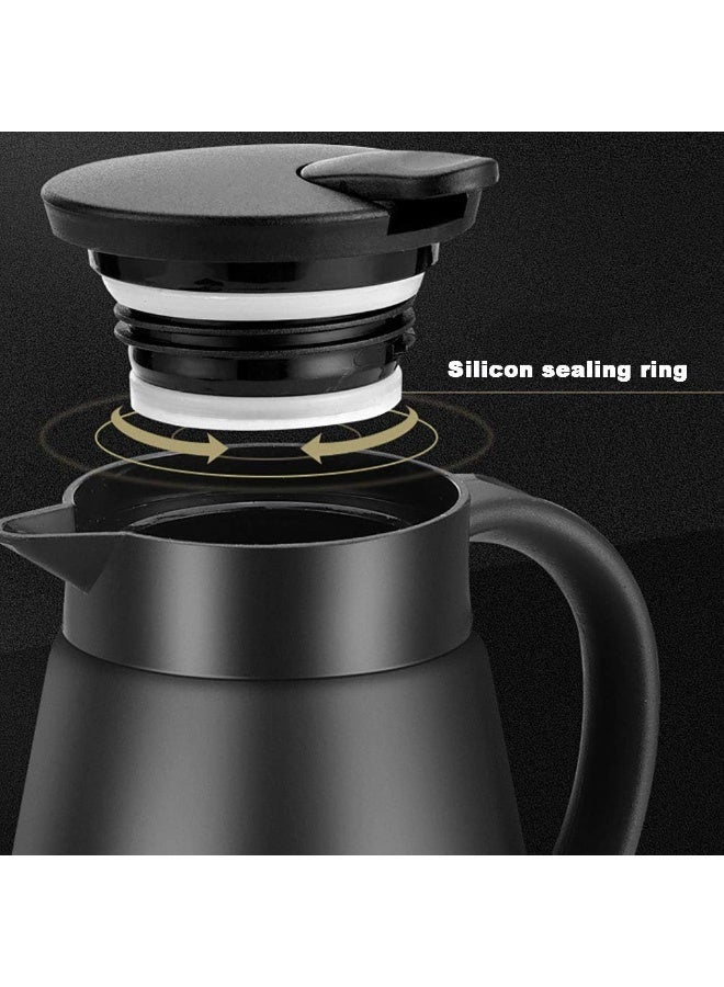 Thermal Carafe, Stainless Steel Thermo for Hot Drinks, Double Wall Vacuum Insulated Coffee Thermo, Tea Carafes,Double Wall Vacuum Insulated Coffee Water & Beverage Dispenser (Black) - Image 4