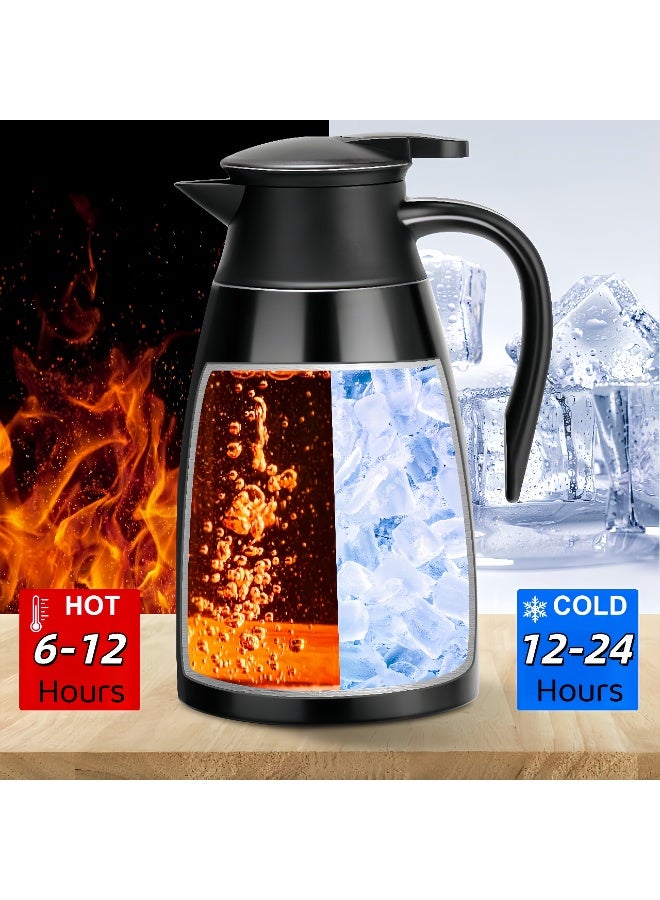 Thermal Carafe, Stainless Steel Thermo for Hot Drinks, Double Wall Vacuum Insulated Coffee Thermo, Tea Carafes,Double Wall Vacuum Insulated Coffee Water & Beverage Dispenser (Black) - Image 3