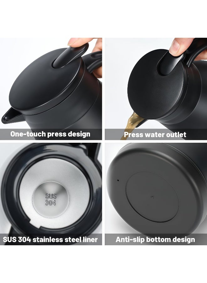 Thermal Carafe, Stainless Steel Thermo for Hot Drinks, Double Wall Vacuum Insulated Coffee Thermo, Tea Carafes,Double Wall Vacuum Insulated Coffee Water & Beverage Dispenser (Black) - Image 5