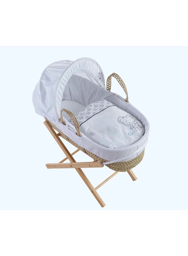 Kinder Valley Barney Bear Quilted Moses Basket With Opal Folding Stand - Image 3
