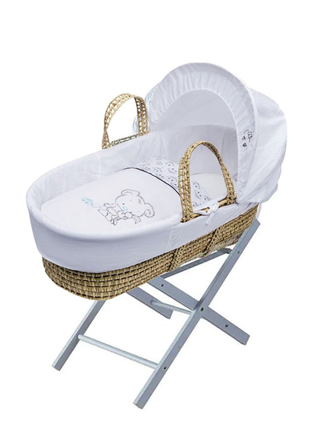 Kinder Valley Barney Bear Quilted Moses Basket With Opal Folding Stand - Image 2