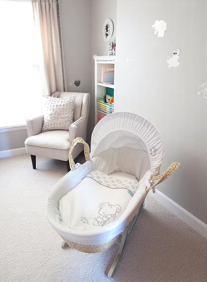 Kinder Valley Barney Bear Quilted Moses Basket With Opal Folding Stand - Image 4