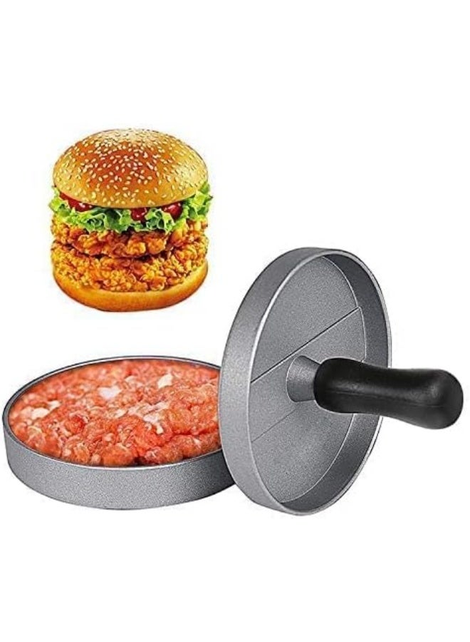 مكبس برجر دائري أداة من سبائك الألومنيوم غير لاصقة بمقبض خشبي لبرجر مثالي - Image 5